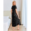 image:imageEkouaer Long Nightgowns for Women Plus Size House Dress Short Sleeve Night Gown Pleated Full Length Loungwear S4XLBlack Star