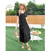 image:imageEkouaer Long Nightgowns for Women Plus Size House Dress Short Sleeve Night Gown Pleated Full Length Loungwear S4XLBlack Star