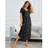 image:imageEkouaer Long Nightgowns for Women Plus Size House Dress Short Sleeve Night Gown Pleated Full Length Loungwear S4XLBlack Star