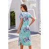 image:imageEkouaer Long Nightgowns for Women Plus Size House Dress Short Sleeve Night Gown Pleated Full Length Loungwear S4XLBlue Flower
