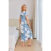 image:imageEkouaer Long Nightgowns for Women Plus Size House Dress Short Sleeve Night Gown Pleated Full Length Loungwear S4XLBlue White Flowers