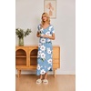 image:imageEkouaer Long Nightgowns for Women Plus Size House Dress Short Sleeve Night Gown Pleated Full Length Loungwear S4XLBlue White Flowers