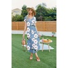 image:imageEkouaer Long Nightgowns for Women Plus Size House Dress Short Sleeve Night Gown Pleated Full Length Loungwear S4XLBlue White Flowers