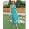 image:imageEkouaer Long Nightgowns for Women Plus Size House Dress Short Sleeve Night Gown Pleated Full Length Loungwear S4XLGreen Flower