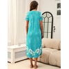 image:imageEkouaer Long Nightgowns for Women Plus Size House Dress Short Sleeve Night Gown Pleated Full Length Loungwear S4XLGreen Flower