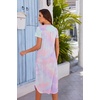 image:imageEkouaer Long Nightgowns for Women Plus Size House Dress Short Sleeve Night Gown Pleated Full Length Loungwear S4XLGreen Tiedye