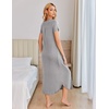image:imageEkouaer Long Nightgowns for Women Plus Size House Dress Short Sleeve Night Gown Pleated Full Length Loungwear S4XLGrey