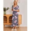 image:imageEkouaer Long Nightgowns for Women Plus Size House Dress Short Sleeve Night Gown Pleated Full Length Loungwear S4XLGrey Flowers