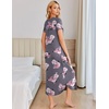 image:imageEkouaer Long Nightgowns for Women Plus Size House Dress Short Sleeve Night Gown Pleated Full Length Loungwear S4XLGrey Flowers
