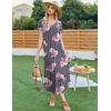 image:imageEkouaer Long Nightgowns for Women Plus Size House Dress Short Sleeve Night Gown Pleated Full Length Loungwear S4XLGrey Flowers