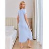 image:imageEkouaer Long Nightgowns for Women Plus Size House Dress Short Sleeve Night Gown Pleated Full Length Loungwear S4XLLight Blue