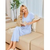 image:imageEkouaer Long Nightgowns for Women Plus Size House Dress Short Sleeve Night Gown Pleated Full Length Loungwear S4XLLight Blue