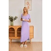 image:imageEkouaer Long Nightgowns for Women Plus Size House Dress Short Sleeve Night Gown Pleated Full Length Loungwear S4XLLilac