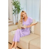 image:imageEkouaer Long Nightgowns for Women Plus Size House Dress Short Sleeve Night Gown Pleated Full Length Loungwear S4XLLilac