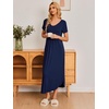 image:imageEkouaer Long Nightgowns for Women Plus Size House Dress Short Sleeve Night Gown Pleated Full Length Loungwear S4XLNavy Blue