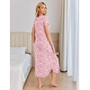 image:imageEkouaer Long Nightgowns for Women Plus Size House Dress Short Sleeve Night Gown Pleated Full Length Loungwear S4XLPink Flower