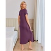 image:imageEkouaer Long Nightgowns for Women Plus Size House Dress Short Sleeve Night Gown Pleated Full Length Loungwear S4XLPurple