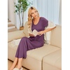 image:imageEkouaer Long Nightgowns for Women Plus Size House Dress Short Sleeve Night Gown Pleated Full Length Loungwear S4XLPurple