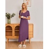 image:imageEkouaer Long Nightgowns for Women Plus Size House Dress Short Sleeve Night Gown Pleated Full Length Loungwear S4XLPurple