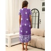 image:imageEkouaer Long Nightgowns for Women Plus Size House Dress Short Sleeve Night Gown Pleated Full Length Loungwear S4XLPurple Floral