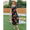 image:imageEkouaer Long Nightgowns for Women Plus Size House Dress Short Sleeve Night Gown Pleated Full Length Loungwear S4XLRed Flowers