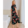 image:imageEkouaer Long Nightgowns for Women Plus Size House Dress Short Sleeve Night Gown Pleated Full Length Loungwear S4XLRed Flowers