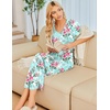 image:imageEkouaer Long Nightgowns for Women Plus Size House Dress Short Sleeve Night Gown Pleated Full Length Loungwear S4XLRose Flower