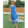 image:imageEkouaer Long Nightgowns for Women Plus Size House Dress Short Sleeve Night Gown Pleated Full Length Loungwear S4XLSky Blue Flower