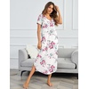 image:imageEkouaer Long Nightgowns for Women Plus Size House Dress Short Sleeve Night Gown Pleated Full Length Loungwear S4XLWhite Pink Flower
