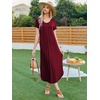 image:imageEkouaer Long Nightgowns for Women Plus Size House Dress Short Sleeve Night Gown Pleated Full Length Loungwear S4XLWine Red