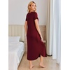 image:imageEkouaer Long Nightgowns for Women Plus Size House Dress Short Sleeve Night Gown Pleated Full Length Loungwear S4XLWine Red