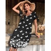 image:imageEkouaer Long Nightgowns for Women Short Sleeve House Dress with Pockets V Neck Sleepshirts Side Split Sleepwear S4XLBlack Butterfly