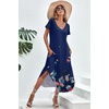 image:imageEkouaer Long Nightgowns for Women Short Sleeve House Dress with Pockets V Neck Sleepshirts Side Split Sleepwear S4XLBlue Flower