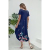 image:imageEkouaer Long Nightgowns for Women Short Sleeve House Dress with Pockets V Neck Sleepshirts Side Split Sleepwear S4XLBlue Flower