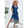 image:imageEkouaer Long Nightgowns for Women Short Sleeve House Dress with Pockets V Neck Sleepshirts Side Split Sleepwear S4XLBlue Positioned Circle