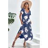 image:imageEkouaer Long Nightgowns for Women Short Sleeve House Dress with Pockets V Neck Sleepshirts Side Split Sleepwear S4XLBlue Tie Dye