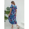 image:imageEkouaer Long Nightgowns for Women Short Sleeve House Dress with Pockets V Neck Sleepshirts Side Split Sleepwear S4XLDark Blue Tie Dye