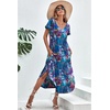 image:imageEkouaer Long Nightgowns for Women Short Sleeve House Dress with Pockets V Neck Sleepshirts Side Split Sleepwear S4XLDark Blue Tie Dye