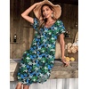 image:imageEkouaer Long Nightgowns for Women Short Sleeve House Dress with Pockets V Neck Sleepshirts Side Split Sleepwear S4XLDark Green Floral
