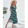image:imageEkouaer Long Nightgowns for Women Short Sleeve House Dress with Pockets V Neck Sleepshirts Side Split Sleepwear S4XLDark Green Floral