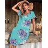image:imageEkouaer Long Nightgowns for Women Short Sleeve House Dress with Pockets V Neck Sleepshirts Side Split Sleepwear S4XLFlower Blue
