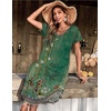 image:imageEkouaer Long Nightgowns for Women Short Sleeve House Dress with Pockets V Neck Sleepshirts Side Split Sleepwear S4XLGreen Floral