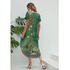 image:imageEkouaer Long Nightgowns for Women Short Sleeve House Dress with Pockets V Neck Sleepshirts Side Split Sleepwear S4XLGreen Floral