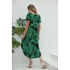 image:imageEkouaer Long Nightgowns for Women Short Sleeve House Dress with Pockets V Neck Sleepshirts Side Split Sleepwear S4XLGreen Leaf