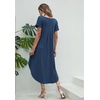 image:imageEkouaer Long Nightgowns for Women Short Sleeve House Dress with Pockets V Neck Sleepshirts Side Split Sleepwear S4XLNavy Blue