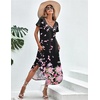 image:imageEkouaer Long Nightgowns for Women Short Sleeve House Dress with Pockets V Neck Sleepshirts Side Split Sleepwear S4XLPink Flower