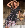 image:imageEkouaer Long Nightgowns for Women Short Sleeve House Dress with Pockets V Neck Sleepshirts Side Split Sleepwear S4XLPink Flower