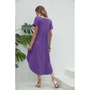 image:imageEkouaer Long Nightgowns for Women Short Sleeve House Dress with Pockets V Neck Sleepshirts Side Split Sleepwear S4XLPurple