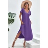image:imageEkouaer Long Nightgowns for Women Short Sleeve House Dress with Pockets V Neck Sleepshirts Side Split Sleepwear S4XLPurple