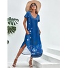 image:imageEkouaer Long Nightgowns for Women Short Sleeve House Dress with Pockets V Neck Sleepshirts Side Split Sleepwear S4XLRoyalblue Floral